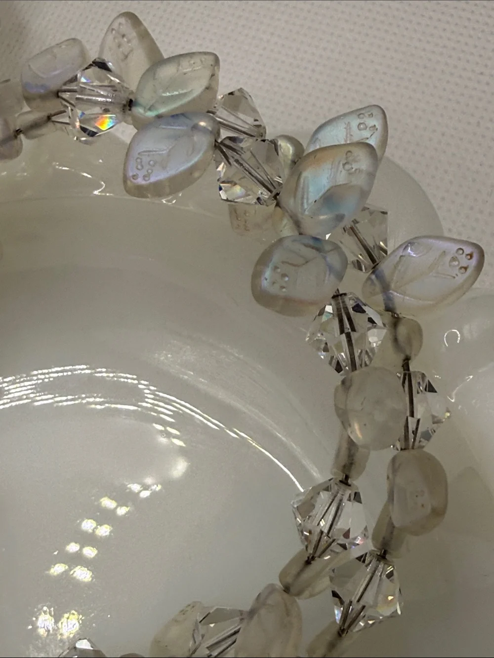 Ultimate Iridescent Leaf Crystal Wire-Wrap Bracelet fairy core beaded bracelet